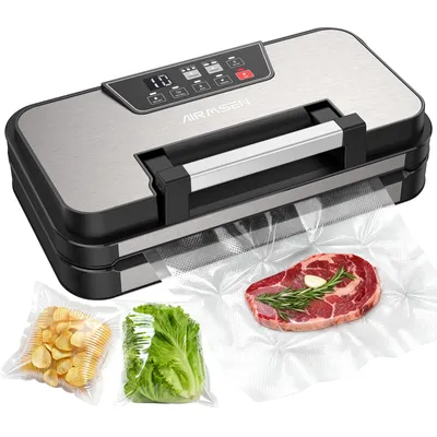 Image de AIRMSEN Machine sous vide 8-en-1, 125 W, 95 kPa, avec fonction Pulse et gonflage, pour sacs jusqu’à 30 cm, aliments secs, humides et liquides