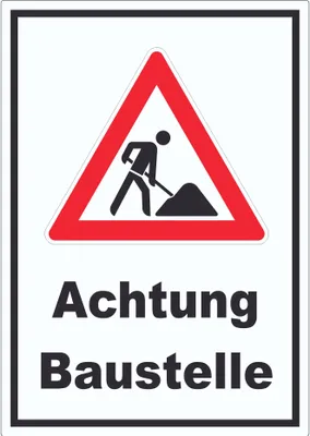 Produktbild von Achtung Baustelle Aufkleber Arbeitsstelle A9 (37x52mm)