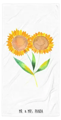 Produktbild von Mr. & Mrs. Panda Strandtuch Blume Sonnenblume - Weiß - Geschenk, Freundin, Badehandtuch, Beste, Lieblingsmensch, frottierhandtuch, Reisehandtuch, Sonnenblumen, Vertrauen
