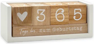 Produktbild von Jahres Countdown Kalender Holz-Tischkalender, Tagezähler
