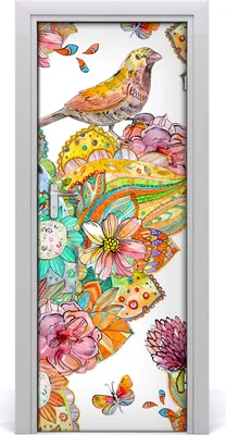 Produktbild von Tulup Türaufkleber 75x205 cm Dekorative Aufkleber Selbstklebend Wasserdichte Tapete Abnehmbar Schlafzimmer Wohnzimmer Wohnkultur - Schmetterling Blume