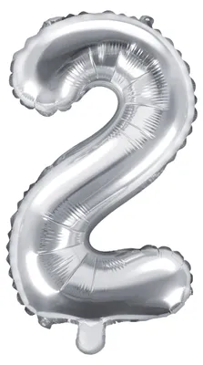 Produktbild von Folienballon Zahl "2" 35cm silber Metall 1 Stk.