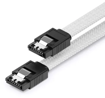 Produktbild von deleyCON SATA 3 Nylon Kabel 30cm gerade 6 Gbit/s - Weiß