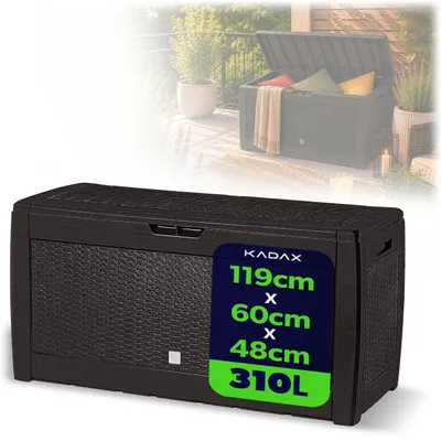 Obrázok produktu pre KADAX záhradný box "Weria", plastový úložný box, záhradná truhlica, záhradný box, tmavohnedý, 310L, 119 cm