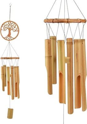 Productafbeelding van Famanu windgong van bamboe - Hangende decoratie voor binnen en buiten
