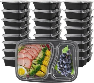 Productafbeelding van Voedselbewaarcontainers 25 Stuks - Rechthoekige Maalvoorbereidingsbakjes 1000ml - Luchtdicht - BPA-vrij - Magnetronbestendig - Herbruikbaar - Maaltijdcontainers