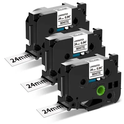 TZe-251 Schriftband 24 mm, Schwarz auf Weiß, 3er-Pack
