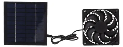 Obrázek produktu pro Sada ventilátoru s 10W solárním panelem a napájením pro malé skleníky, psí boudy, kůlny, větrání