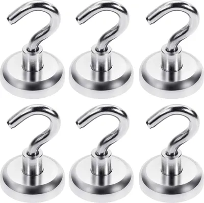 Produktbild von Magnethaken Haftkraft 34kg Neodym Magnet Hacken Magnethaken Extra Stark 6 Stücke