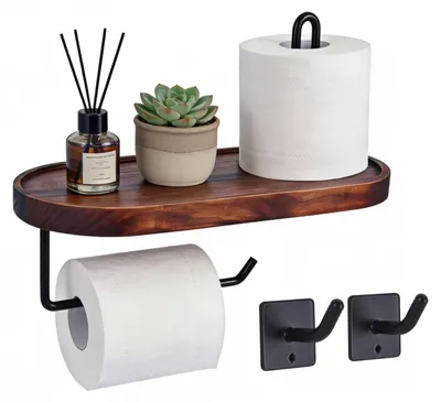 Productafbeelding van Omgoods - 5-in-1 Toiletpapierhouder met Plank en Haakjes