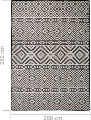 vidaXL Outdoor-Teppich Flachgewebe 200x280 cm Schwarz Gestreift