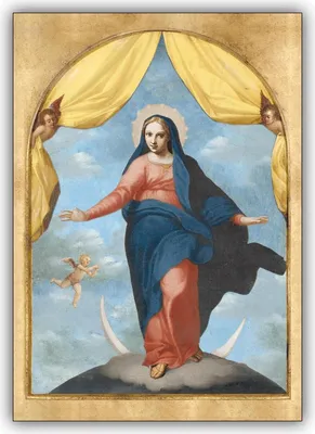 Produktbild von christliche Glückwunsch Klappkarte, Grußkarte mit Sichel Madonna, DIN A6 gefaltet, inkl. Umschlag - schöne Klappkarte für liebe Worte