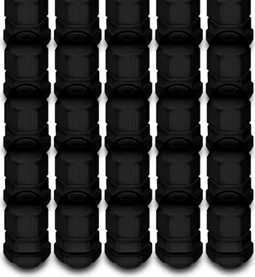 Produktbild von 20x ARLI Kabelverschraubungen IP68 Schwarz M12 x 1,5 mm mit metrischem Anschlussgewinde und Gegenmutter
