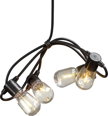 Produktbild von Konstsmide - LED Biergartenkette, klar, 20 klare Birnen / 40 bernsteinfarbene Dioden, 6V Außentrafo, schwarzes Kabel