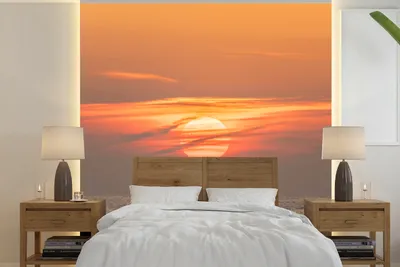 Produktbild von MuchoWow® Fototapete für Wohnzimmer oder Schlafzimmer Wandtapete Vinyl Motivtapete Sonnenuntergang auf dem Meer - 280x280 cm - Hintergrundbild