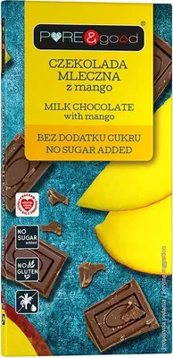 Obrázok produktu pre Pure&Good mliečna čokoláda s mangom 75g BEZ CUKRU