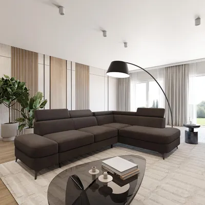 Produktbild von Masseno Ecksofa AVISE MV R-S mit Schlaffunktion L-Form, Sofa mit Bettkasten, Wohnzimmersofa, Couch, Soffa, Bettsofa, Couchgarnitur- Braun, MATT VELVET 29