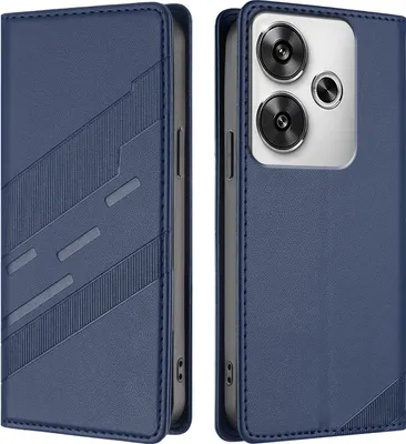 Produktbild von Hülle für Xiaomi Poco F6, Kunstleder Brieftaschen Handyhülle mit Kartenfach und Standfunktion Blau