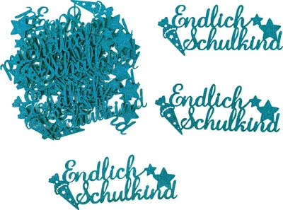 Produktbild von Oblique Unique Endlich Schulkind Konfetti türkis für Schuleinführung Einschulung Schulanfang Streudeko Tischdeko