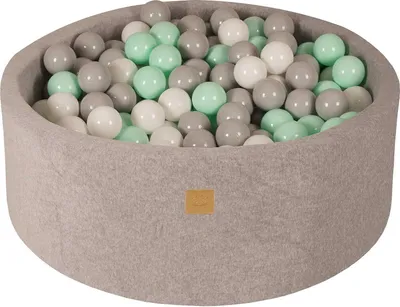 Produktbild von MeowBaby Hellgrau Bällebad rund 90x30cm, bälle: Weiß/Grau/Minze