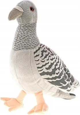 A plush toy pigeon is shown against a white background.
