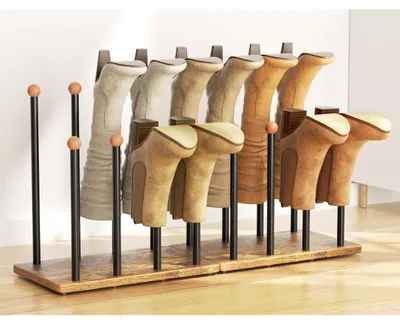 Productafbeelding van Schoenenrek, set van 2, geschikt voor 8 paar schoenen, ruimtebesparend, zwart, hout en metaal, 80x24x41,6 cm