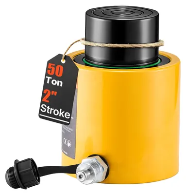 Obrázok produktu pre VEVOR 50 t hydraulický piestový zdvihák 50 mm zdvih Celokovový hydraulický piestový valec Rýchly zdvihák pre priemysel, dielne a karosárne Žltá farba, Hydraulické zdviháky