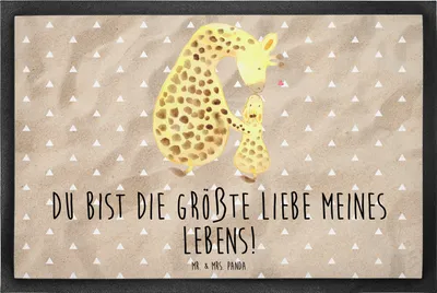 Produktbild von Mr. & Mrs. Panda Schmutzfangmatte Giraffe Kind 60 x 90 cm - Sandig - Geschenk, Mutter, Afrika, fußmatte, Sohn, Schmutzmatte, Lieblingsmensch, Schuhabstreifer, Tochter