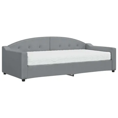 Image de vidaXL Lit de jour avec matelas gris clair 90x200 cm Tissu