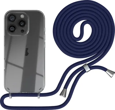 Produktbild von EAZY CASE Handykette mit Hülle für Apple iPhone 16 Pro Backcover Handykette, zum Umhängen in Dunkelblau