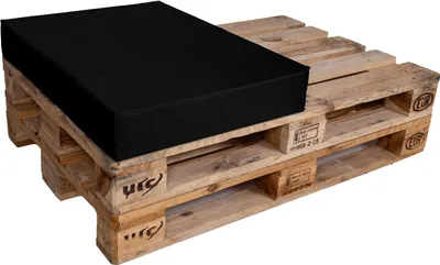 Produktbild von TexDeko Halbes Palettenkissen 60x80x12cm Loungekissen Palettenpolster wasserabweisend (Schwarz)