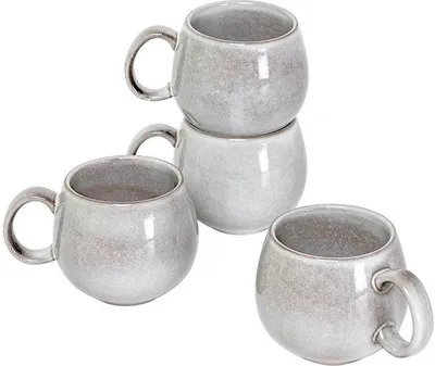 Immagine prodotto di Set di tazze da caffè, 4 pezzi, 600 ml, grigie, in porcellana
