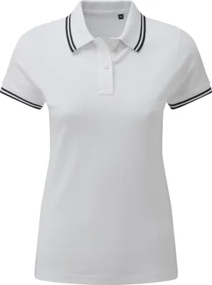 Image de Asquith & Fox - Polo à rayures contrastées pour femme RW6644 (XL) (Blanc/bleu marine)