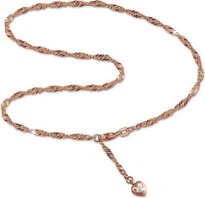 Produktbild von SilberDream Damen-Fußkette 25,5cm 925er Silber rosegold Herz Zirkonia SDF0295E