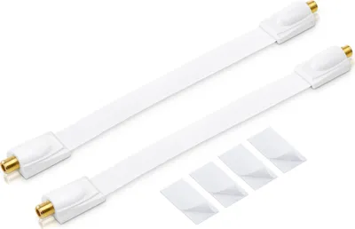 Produktbild von 2x conecto Premium Fensterdurchführung für SAT Kabel koaxial inkl. Klebepads (F-Kupplung auf F-Kupplung, vergoldet) weiß, 26 cm