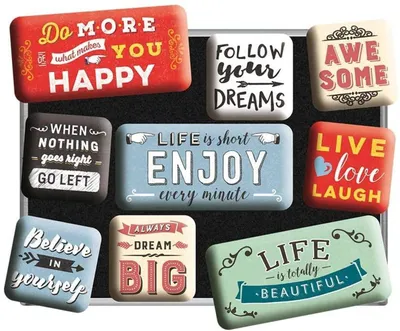 Image de Nostalgic-Art - Set de 9 aimants - Word Up - Enjoy Life