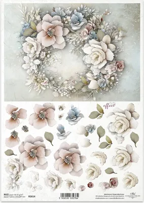Immagine prodotto di Carta di riso per decoupage Carta per decoupage A4 R2614 Ghirlanda di fiori 3D