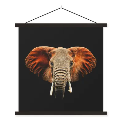 Produktbild von MuchoWow® Textilposter Elefant - Tiere - Farben 90x90 cm mit schwarzem Rahmen - Magnetisches
