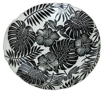4er-Set runde Glasuntersetzer, weiß/schwarz, 33x33x5,5 cm