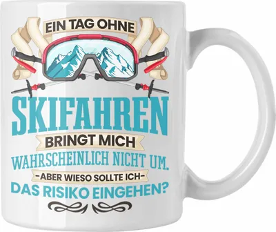 Produktbild von Trendation - Ski Tasse Geschenk für Skifahrer Skilehrer Lustiger Spruch Geschenkidee (Weiß)