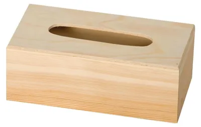Produktbild von Taschentuchhalter mit Holzbasis - Beige - 25 x 13 x 9 cm