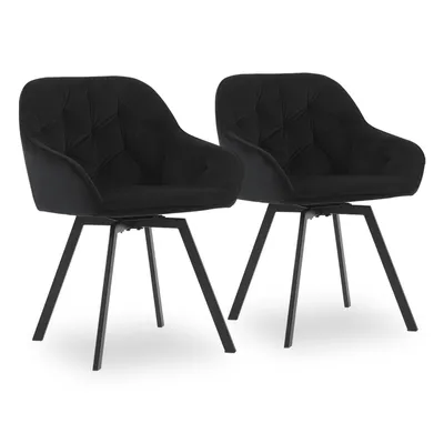 Produktbild von CLIPOP Esszimmerstuhl, 2er Set Drehstuhl, Samt Gepolsterte Lounge Stuhle mit Armlehnen,Schwarz