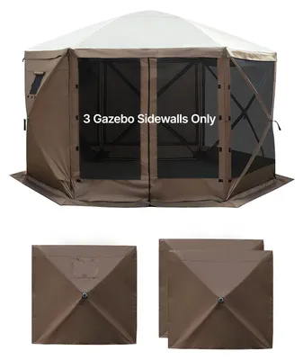 Produktbild von Pavillon Seitenwände - 3er-Set 1,73 x 1,48 m - Wasserfest - Sonnenschutz durch PolyurethanBeschichtung - Mit 1 Fenster - Für Faltpavillon & Partyzelt - Braun