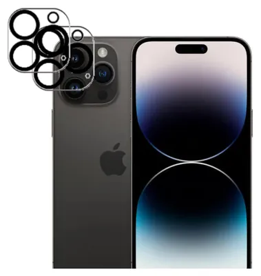 Immagine prodotto di Confezione doppia da 2 protezioni per fotocamera per iPhone 14 Pro Max con anelli neri