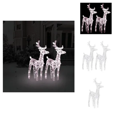 Imagen del producto de vidaXL, 2 faroles de ciervo LED, luz blanca cálida, 80 LEDs, acrílico. Decoración navideña