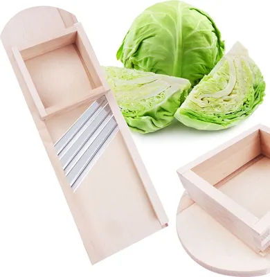 Produktbild von Hölzerne Shredder Cutter Kohlhobel Grater Slicer für Gemüse Obst 58cm 3-Messer