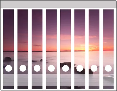Produktbild von Wallario Ordnerrücken Sticker, selbstklebend für schmale Ordner, 8 Stück, Motiv Nebel am See bei Sonnenuntergang