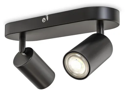 Image de B.K.Licht I spot plafond I plafonnier dinterieur | 2 spots pivotants & orientables I GU10 I noir-mat I livré sans ampoules