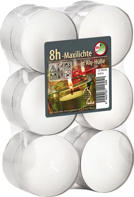 Produktbild von 12er Flatpack Maxilichte weiß 423062