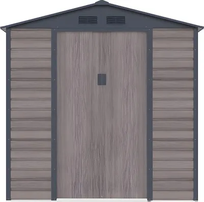 Produktbild von ADELMO Gartenhaus aus verzinktem Stahl, Holzmaserung - Farbe grau - 4,15 m²